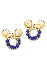 nice silver gold Minnie Mouse blue sapphire birthstone baby earrings